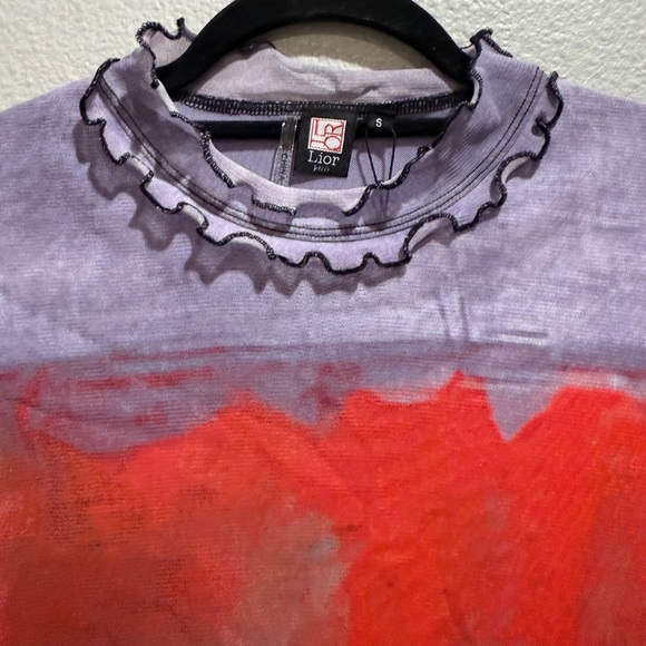 Lior Paris Top Zila Ruffle Mock Collar Stylish Long Sleeve Colorful - Picture 4 of 9